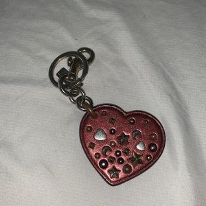 Coach Studded Red Heart Keychain Key fo  Bag charm